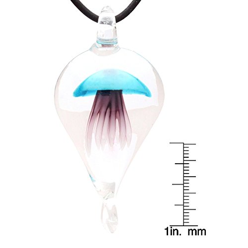 Besheek Murano Inspired Jellyfish Glass Pendant Necklace Handcrafted Blown Lampwork Hypoallergenic Italian Style Jewelry #TOP1