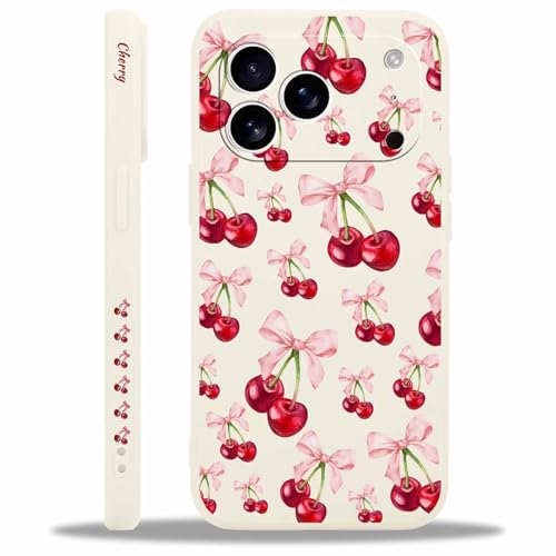 Yoedge Cover per iPhone 17 Pro max con Fiocco Papillon Aesthetic Disegni Butterfly Cherry Motivo, Morbida Silicone Custodia Antiurto Protettiva Case per Donne Ragazza per iPhone17Pro max 6,9',Ciliegia