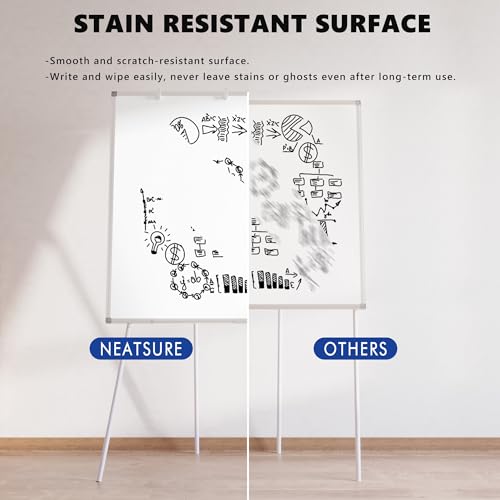 Image of Large Whiteboard Easel with Stand, 40 inch x 28 inch Portable Standing Magnetic Dry Erase White Board, Tripod Height Adjustable Flip Chart Easel for Home Office Classroom School, Silver