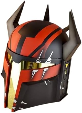 Medieval Mandalorian Gar Saxon Helmet Cosplay Props Replica Adult Halloween Costume Accessory, 8X9X26 Inches, Black & Red, US303