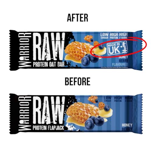 Warrior Raw Protein Bars – 12 x 75g High Protein Snack – High Fibre, Low Sugar – Ideal Meal Replacement or Healthy Nutrition Energy Snacks - Oat Bar Flapjacks – UK Made (Honey Berry) - Image 6