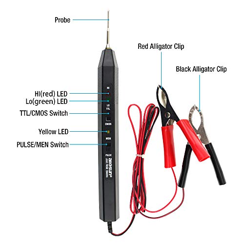 Allsun Electrical Circuit Testers Logic Probe Troubleshooting Tool Instrument Visual And Audio Indications For Logic Levels Pulses Detector Em4610A #TOP1
