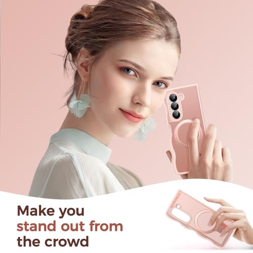 Image of Cute Wavy Magnetic Stand Case for Galaxy Z Fold 5 Fit for MagSafe, Pink