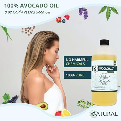 Image of Zatural 100% Avocado Oil Pure Natural without Additives, Clean, Cold Pressed, Non-GMO, Vegan: For Cooking, Frying, Baking and for Sauces, Dressings, Marinades, Salads (32 Ounce)