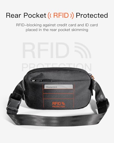 Image of Inateck Sling Bag X-Mini, Durable Fanny Pack with RFID Blocking, Water-resistant Belt Waist Bag with Quick-adjust Strap, Stylish Waist Pack for Men, Women, Travel, Hiking, Cycling, Work, Sports, Black
