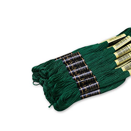 Image of Pack of 12 Premium Embroidery Thread | 100% Egyptian Cotton Premium Skeins | Cross Stitch Embroidery Floss | Oeko TEX Certified Stranded Cotton | Ideal for Arts & Crafts (Emerald Green 923)