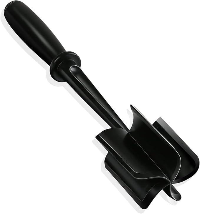 Heat-Resistant Nylon Meat Chopper Tool – Non-Scratch Kitchen Utensil for Mashing, Mixing & Cooking Ground Meat and Poultry (Black)