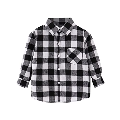 Kids Toddler Boys Girls Plaid Cotton Long Sleeve Cardigan Outwear Pocket Buttons Jacket Shirt Winter Small