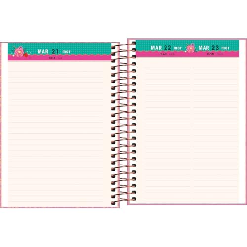 Tilibra - Agenda Espiral Diária 14 x 20 cm Le Vanille 2025 - CAPA ROSA