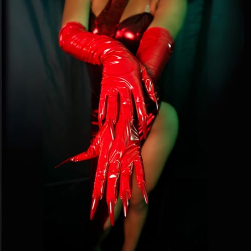 Leg Avenue Womens Vinyl Claw Gloves, Red, Medium by Leg Avenue - Used condition - Image 2
