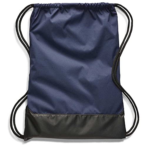 Nike Brasilia Training Gymsack, Drawstring Backpack with Zipper Pocket and Reinforced Bottom, Midnight Navy/Black/White - Image 4