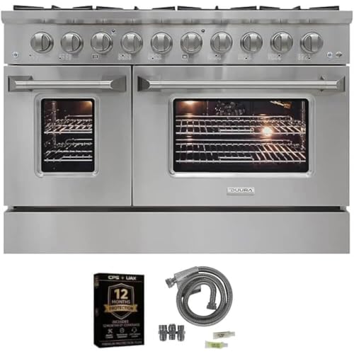 DUURA Elite DE480GRSKIT1 48 inch Gas Range with Double Porcelain Convection Oven 6.7 Cu Ft Capacity...
