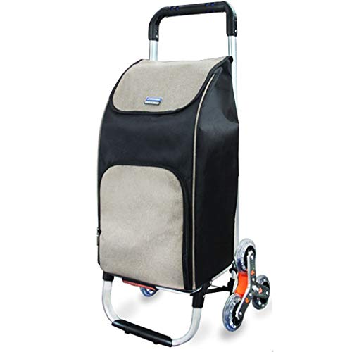 LDBDASA Aluminiumklettern-Treppen-Einkaufswagen Mit 6 Runden Klappwagen/Khaki