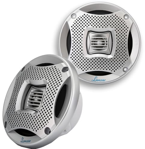 LANZAR 6.25 Inch Marine Speakers - 2 Way Water Resistant Audio Stereo Sound System with 400 Watt Power, Attachable Grills and Resin Treatment for Indoor and Outdoor Use - 1 Pair - AQ6CXS (Silver) by Pyle - Used condition - US$34.51