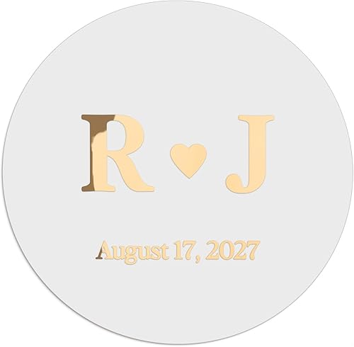 Adhesivos personalizados con monograma de papel dorado para recuerdos de boda, etiquetas redondas de agradecimiento, papelería de boda personalizada