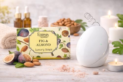 Image of Eternia Fig & Almond Soap Bar Face & Body Cleanser with Waterproof Shower Radio | Luxury Bath Combo for Deep Nourishment, Smooth Skin & Rich Fragrance