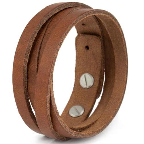 Simaru Lederarmband Herren aus Premium Leder Made in Germany, Männer Armband größenverstellbar in schwarz, braun oder Hellbraun (Hellbraun)