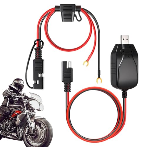 Cargador de batería para motocicleta, 12 V USB, mantenedor de energía de carga | Cargador de batería inteligente para motocicleta, para ATV, tractor, caravana, remolque, automóvil, barco, automóvil
