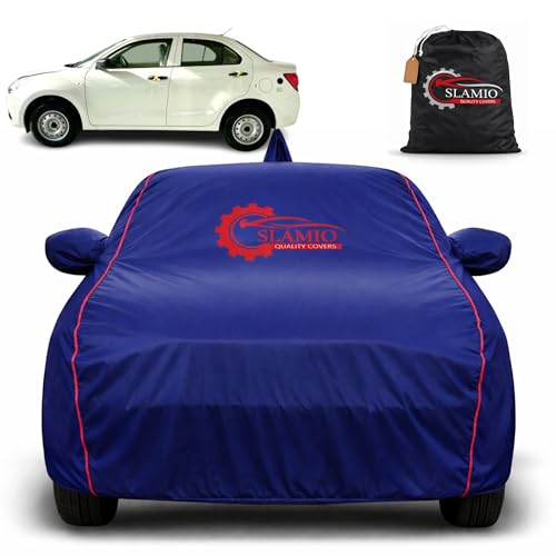 Image of Car Cover for Maruti Suzuki Dzire Tour S 2024-2026 | 100% Waterproof Heavy-Duty 3-Layer Car Body Cover | All-Weather Rain, UV, Sun & Dust Protection | Custom Fit | Antenna Pocket | Navy Blue