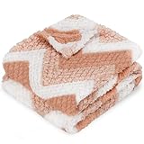 HOMRITAR 3D Fleece Baby Blanket for Girls - Super Soft Fluffy Chevron Toddler Blanket, Lightweight Warm with Gradient Color for Newborn Infant, 30 x 40 Inch