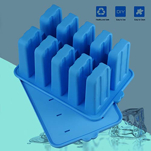 Homemade Silicone Popsicle Molds,BPA Free Popcylce Molds,Reusable Popsicle Mold for Kids,Ice Cream Mold,Ice Pop Molds Maker with 50 Popsicles Sticks,50 Popsicle Bags,Cleansing Brush,Funnel ( Blue)