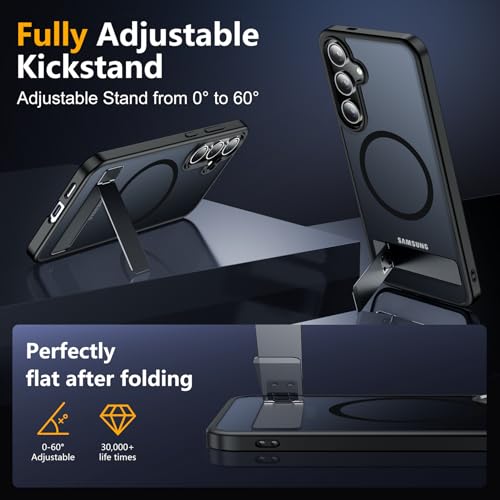 Image of SPIDERCASE Magnetic for Samsung Galaxy S24 Plus Case, [3 Stand Ways][ Military Grade Drop Protection] with Invisible Stand Shockproof Slim Case for Samsung Galaxy S24 Plus, Black