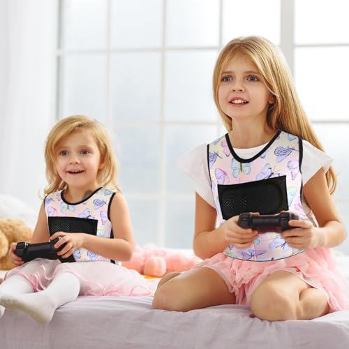 Image of Janmercy Weighted Vest for Kids Ages 2 to 9 Adjustable Neoprene Compression Vest Removable Weights Breathable Comfort Toddler(Butterfly,Small,Pink)