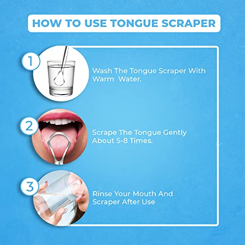 Image of HOKIN Tongue Scraper for Adults with Travel Case (1Pcs Oral Care Pack) - 100% Metal Spoon Shaped Tongue Cleaner, Tough Scraper for Oral Hygiene
