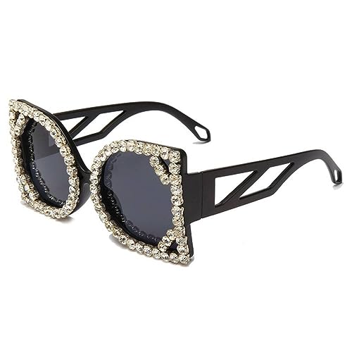 Lunettes de soleil surdimensionnées MUTYNE avec dégradé cristal et strass brillant