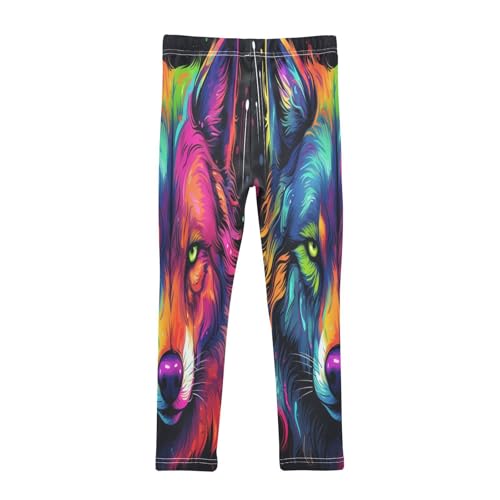 Toddler Girls Leggings Printed Yoga Pants Leggings Colorful Wolf Head for Kids2