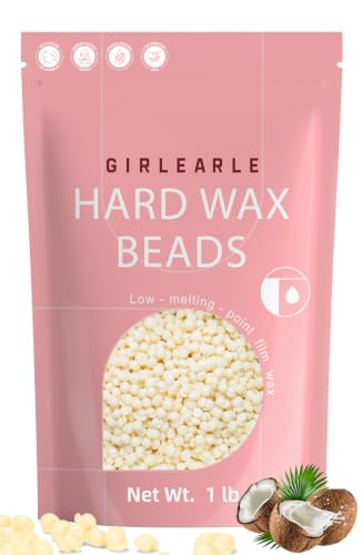 Image of GIRLEARLE Hard Wax Beads, 1lb Wax Beans for Hair Removal, Hard Wax for Sensitive Skin at Home, Wax Refill Perfect for Eyebrow, Facial, Brazilian Bikini, Legs and Full Body for Women and Men (Cream)