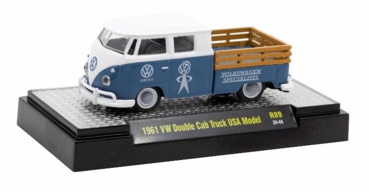 CollectiblesM2 Machines Auto-thentics Trucks 32500-89 1961 V-Dub Double Cab Stake Bed Pickup Truck USA Model 1/64 Scale