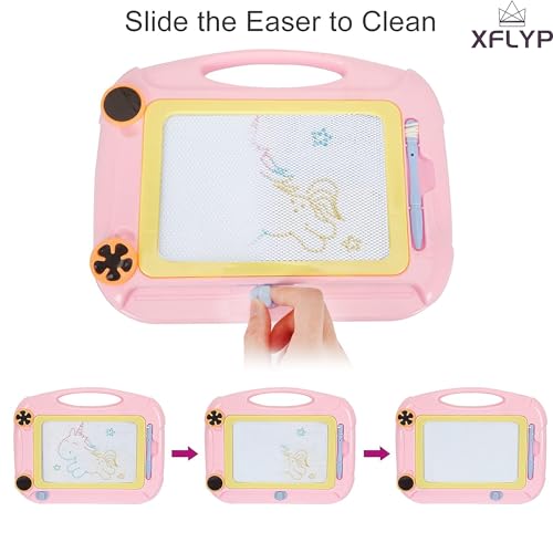 XFLYP Magnetische Zeichentafel, Kinderspielzeug ab 1 2 3 Jahr, Schreibtafel für Magnetische Doodle Board mit Abnehmbaren Füßen Pädagogisches Puzzle Spielzeug Bunte Erasable Geburtstag Geschenk(Rot)