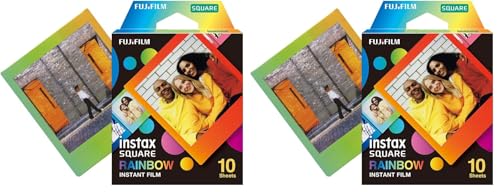 instax SQUARE instant film Rainbow border, 10 shot pack, suitable for all instax SQUARE cameras and printers (Pack of 2)