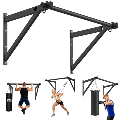 Wall Mounted Pull Up Bar, Adjustable Depth 51″ Chin Up Bar, Heavy-Duty 500 lbs Weight Capacity, Maintain Upper Body Strength & Core Stability, Home or Garage Gym Chin Up Workout Training Station