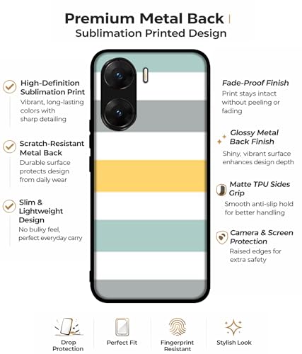 Image of Line Texture Design Premium 2D Printed Metal Back Case Cover for Vivo V29E 5G