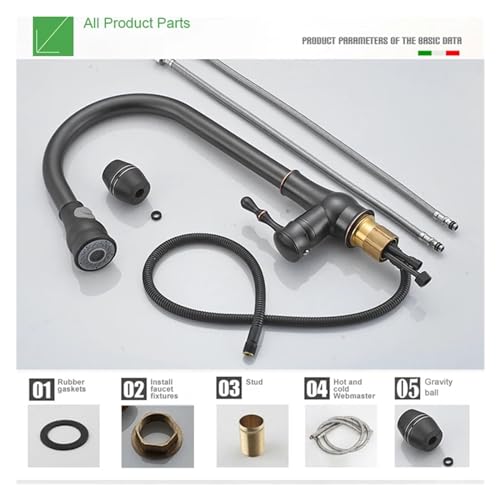 Robinet de cuisine pivotant 360° en laiton pour grand évier - 4