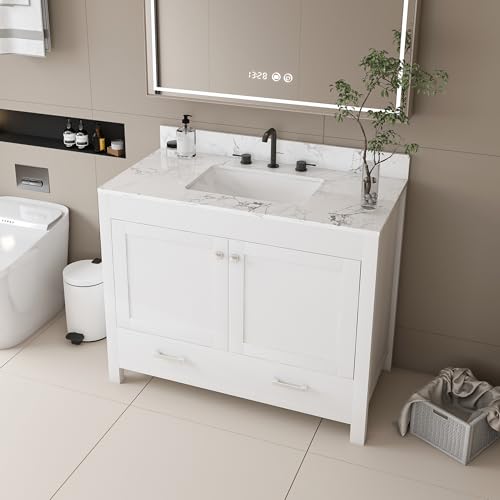 Montary 42" Bathroom Vanity with 43" Artificial Marble Carrara White