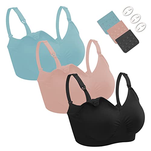 Dresime Sujetadores Lactancia, 3 Piezas Sin Aros Sujetadores de Maternidad Ultra Confort Sujetador Premama para Mujeres con con Extra brazaletes y Ganchos