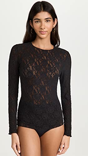 Hanky Panky Women's Signature Lace Unlined Long Sleeve Top, Black, L #TOP1