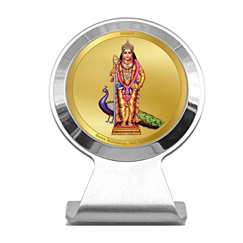 Cadre photo Lord Murugan plaqué or 24k pour un tableau de bord élégant