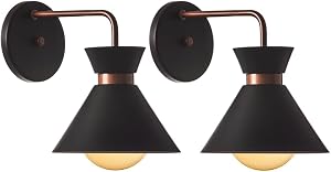 Kit 2 Arandelas Interno Retro Dubai Alumínio Decorações (Preto com cobre)