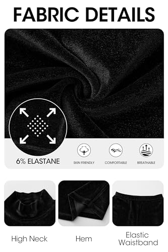 CLOCOR 2 Piece Outfits for Women Bodycon Long Sleeve High Neck Tracksuit Lounge Velour Legging Pants Jogger Set