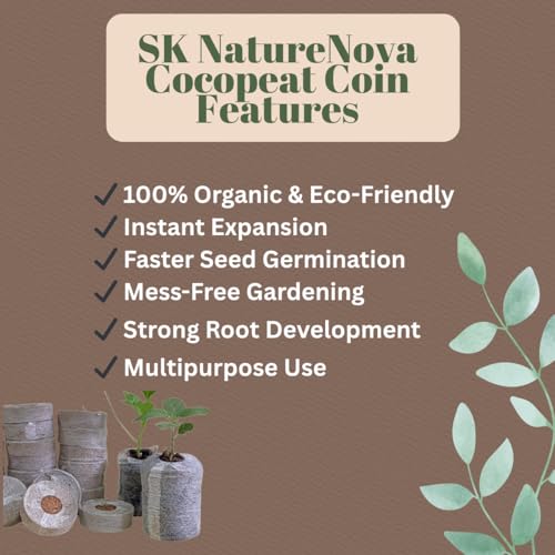 Image of Cocopeat Seed Germination Kit | Coir Coin for Gardening Seedling | Kit for Strong Root Growth |Size 4cmx1cm | Coco Peat Disc for Plants | Netted |Round (Pack of 10)
