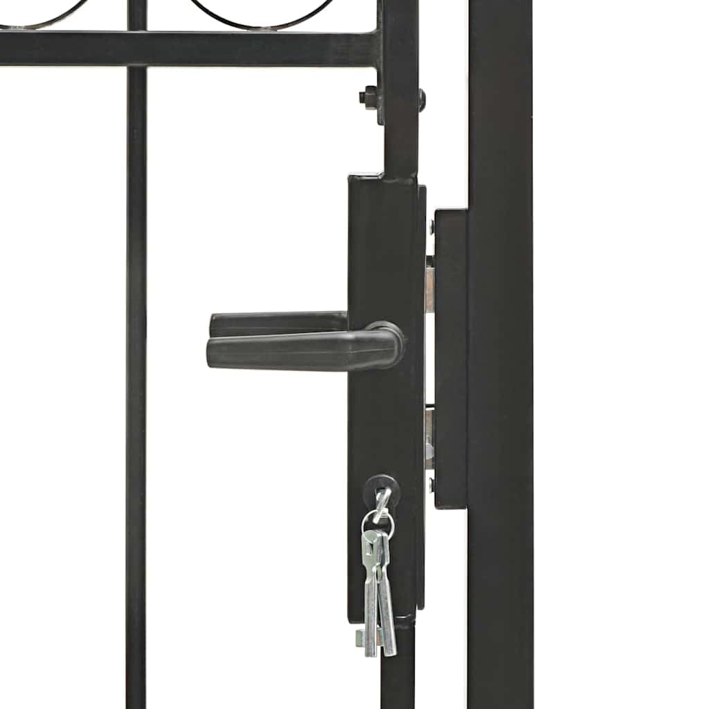Portillon jardín acero negro con tapa arqueada 102 x 125 cm