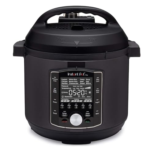 Instant Pot Pro 10-in-1-Elektro-Multikocher 1200 W, 5,7 L – Schnellkochtopf, Schongarer, Reiskocher, Dampfgarer, Sautierpfanne, Sterilisator, Joghurtbereiter, Sous Vide Gerät – Schwarzer Edelstahl