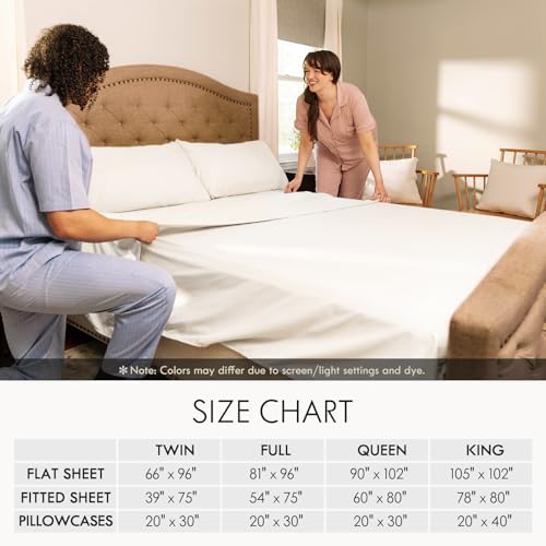 Image of ClevaHome Queen Sheets Set - 6 Piece Fitted Bed Sheet Set, Crystal White