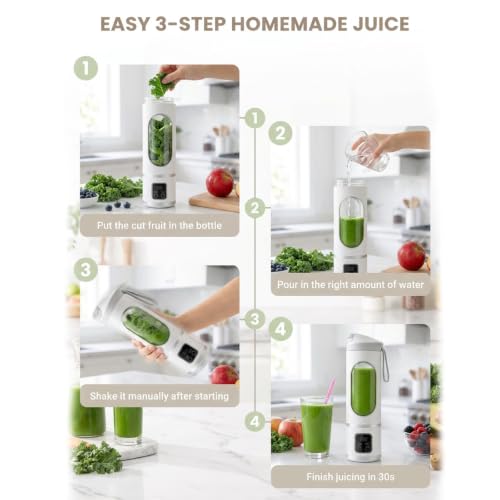 Image of Lilogi 500ML Portable Smoothie‑Maker Cup,12‑Blade USB‑C Rechargeable Juicer with LED Display, Travel‑Sized Drink Mixer for Kitchen,Office,Gym & Outdoor Activities (white)