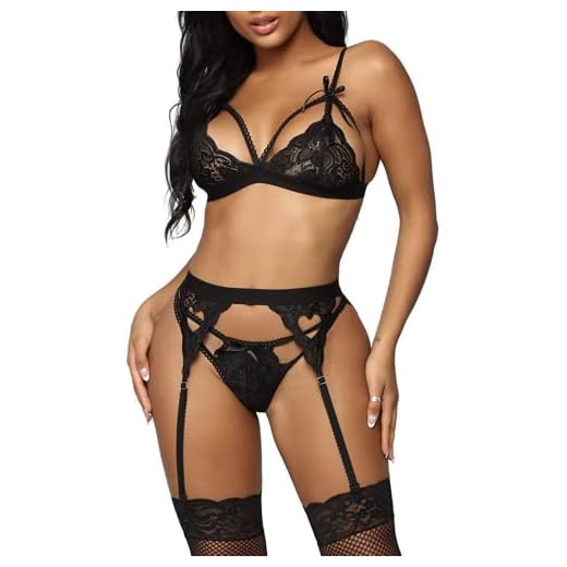 JFAN Lencería para Mujer Push Up Ropa Interior Babydoll con Tanga Ligas y Ligueros