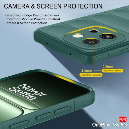 Image of TheGiftKart Liquid Silicon Back Cover Case for OnePlus 13s 5G | Shockproof Military Grade Protection | Micro-Fibre Cloth On Inner Side | Built-in Anti-Slip Grip Back Case for OnePlus 13s (TPU, Green)